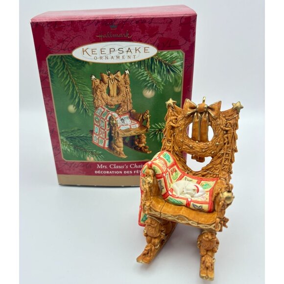 Hallmark Keepsake Mrs. Claus's Chair Christmas Ornament 2001 Quilt White Cat - Picture 12 of 12